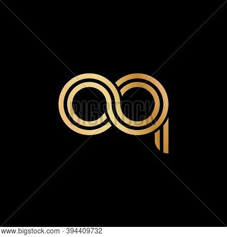 Lowercase Letters O And Q. Flat Bound Design In A Golden Hue For A Logo, Brand, Or Logo. Vector Illu