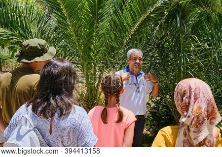 The Guide Leads A Tour About Roman And Punic Wars. Excursion To The Terms Anthony Park Carthage. Tun