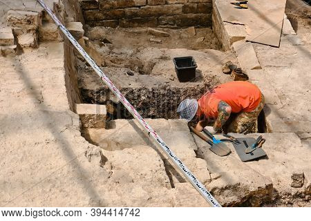 The Archaeologist Conducting Excavations On The Territory Of The Kremlin - Moscow, Russia, June 21 2
