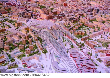 Model Of Moscow. Belorussky Station On Leningradsky Prospekt Avenue. Moscow, Russia, 07.31.2019