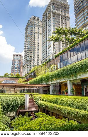 Sao Paulo, Brazil - 19 February, 2014: Ecologic Building With Plants In The Exterior. The Green Area