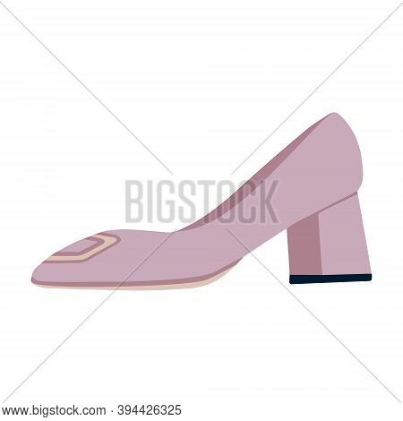 Shoes Are Pastel Pink. Low-heeled Shoes, Side View