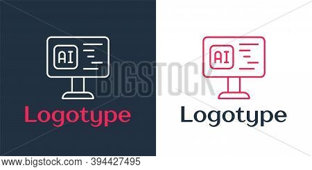 Logotype Line Software, Web Developer Programming Code Icon Isolated On White Background. Javascript