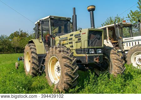 September 2020, Calestano Province Of Parma, Italy. Vintage Model Of Hurlimann Tractor H 6170 T. Alo