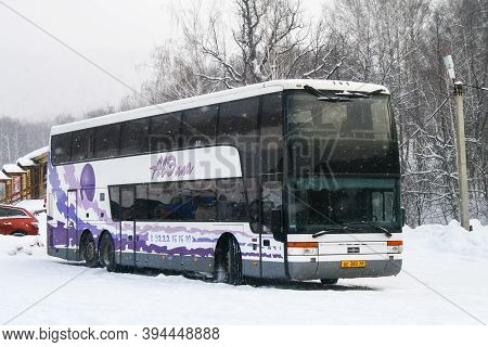 Asha, Russia - January 29, 2011: Touristic Doubledecker Coach Bus Van Hool Td927 Astromega At The Sn