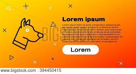Line Dog Head Icon Isolated On Yellow Background. Colorful Outline Concept. Vector