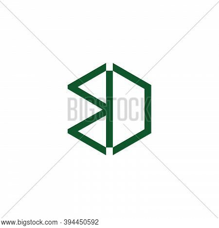 Abstract Letter Bd Geometric Hexagonal Line Design Logo Vector