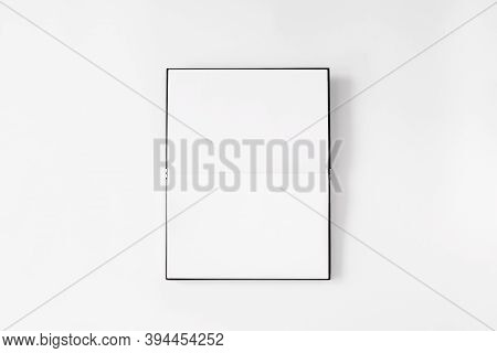 Notebook Mockup. Opened Notebook Flat Lay On White Background Top View, Copy Space. Empty Template F