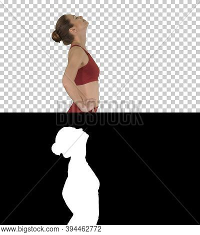 Female Walking And Doing Neck Stretching Exercise To Release Bui