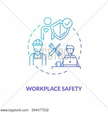 Workplace Safety Blue Gradient Concept Icon. Worker Health Insurance. Office Regulation. Protection 