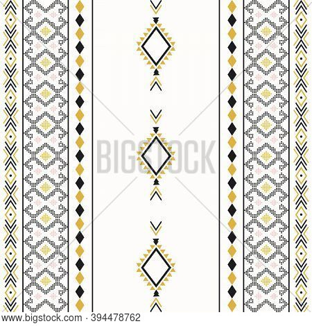 Aztec Tribal Ethnic Seamless Pattern With Geometric Shapes
