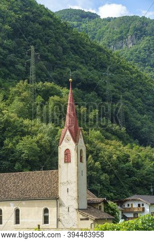 Cycleway Of Isarco Valley, Bolzano Province, Trentino Alto Adige, Italy. Old Church