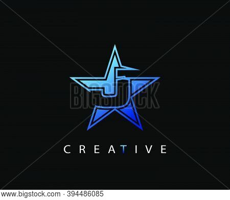 Letter J Fast Star, Technology And Digital Abstract Line J Network Space Logo.