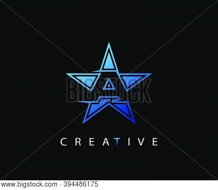 Letter A Fast Star, Technology And Digital Abstract Line A Network Space Logo.