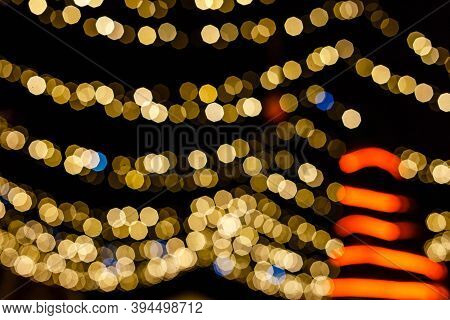 Christmas Lights Blur In The Dark Background