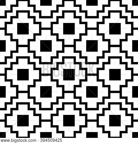 Inca Crosses Seamless Pattern. Ethnic Ornament. Folk Background. Geometric Wallpaper. Grid Image. Tr