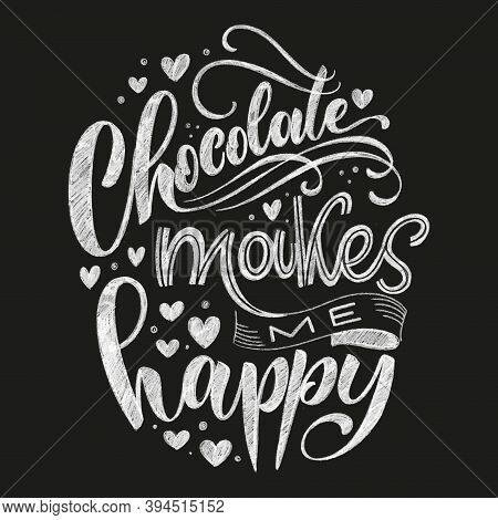 Chocolate Hand Lettering Chalk Quote. Christmas Winter Word Composition. Vector Design Elements For 