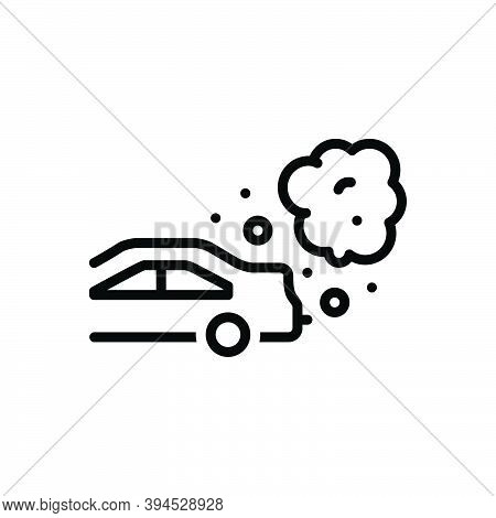 Black Line Icon For Pollution Carbon Chimney-gas Smoke Air Fumes Reduce Exhaust Motor Vechicle Car T