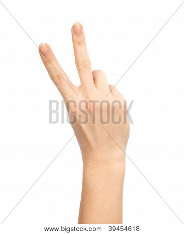 Hand With Two Fingers Up In The Peace Or Victory Symbol