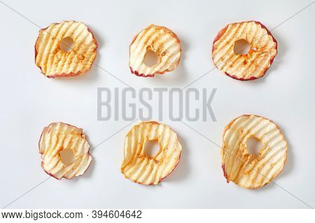 Six apple chips (dried thin apple slices)