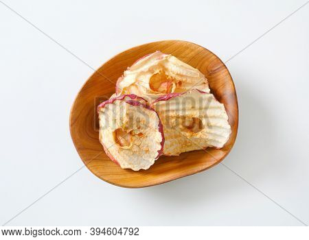 Bowl of dried apple slices - apple chips or rings