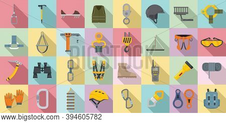 Industrial Climber Icons Set. Flat Set Of Industrial Climber Vector Icons For Web Design
