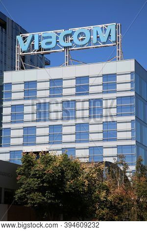 Hollywood, California / USA - November 10, 2020: VIACOM building in Hollywood California. Editorial use only