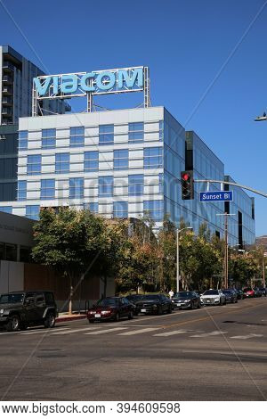 Hollywood, California / USA - November 10, 2020: VIACOM building in Hollywood California. Editorial use only