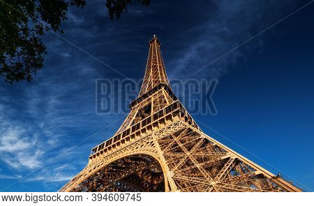 blu sky and Eiffel tower, Paris. France