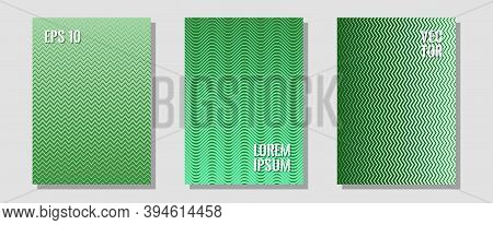 Brochure Covers, Posters, Banners Vector Templates. Futuristic Style. Zigzag Halftone Lines Wave Str