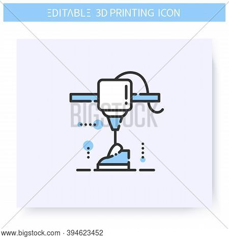 3d Printing Line Icon.new Shoe Prototype Under Printing Head.3d Printing In Product Design.additive 