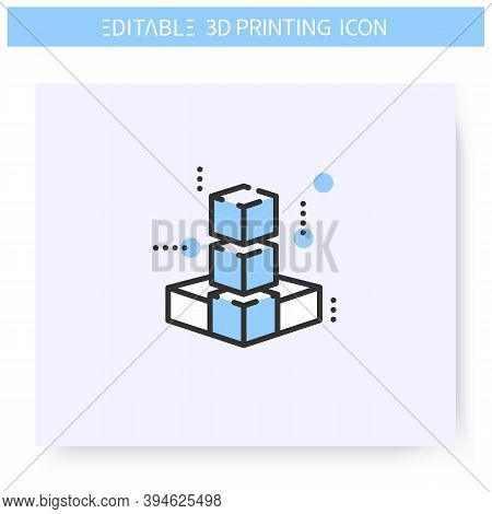 3d Model Line Icon. Three Dimensional Object. Finished Printed Product Or Item. Additive Manufacturi