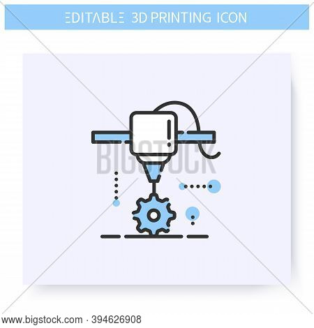 3d Printing Line Icon.new Detail Under Printing Head. 3d Printing In Mechanical Engineering.additive