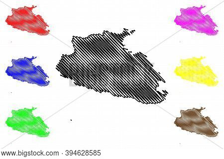 Southern Region (republic Of Malta, Island, Archipelago, Regions Of Malta) Map Vector Illustration, 