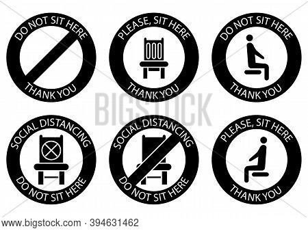 Do Not Sit Here. Forbidden Icons For Seat. Safe Social Distancing When Sitting In A Public Chair. Gl