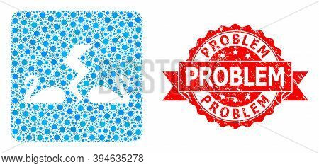 Vector Collage Divorce Swans Of Flu Virus, And Problem Corroded Ribbon Seal. Virus Elements Inside D