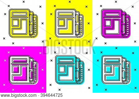 Set Stock Market News Icon Isolated On Color Background. Newspaper Sign. Mass Media Symbol. Vector