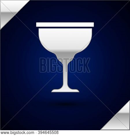 Silver Jewish Goblet Icon Isolated On Dark Blue Background. Jewish Wine Cup For Kiddush. Kiddush Cup