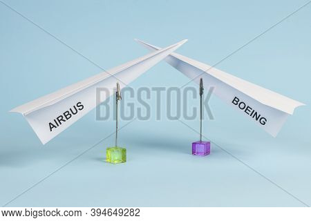 The Duopoly Of The Civil Aviation Industry Represented With Two Paper Planes