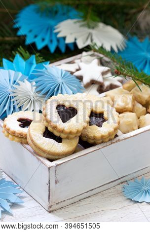 Cookies On The Background Of A Festive Decoration. Rustic Style.