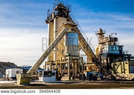 Ashphalt Plant Sits Idle Waiting For Workers. Calgary, Alberta, Canada