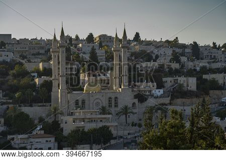 Abu Ghosh, Israel - November 13th, 2020: The Grand Kadirov Mosque, In The Village Abu Ghosh, Near Je