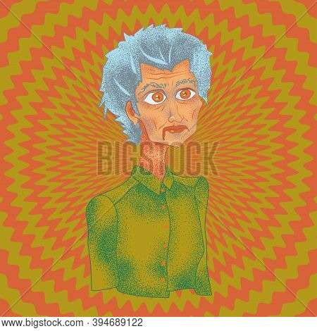 The Strange Woman With Big Eyes On A Colorful Background (green And Red).
