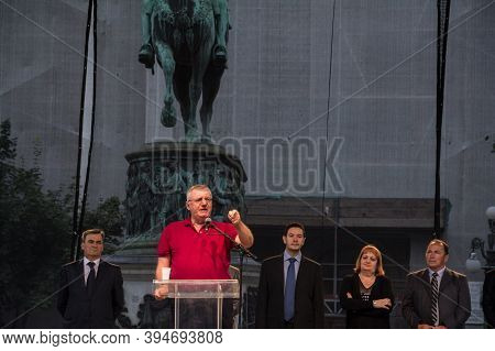 Belgrade, Serbia - June 28, 2015: President Of The Serbian Radical Party Vojislav Seselj Gives A Spe