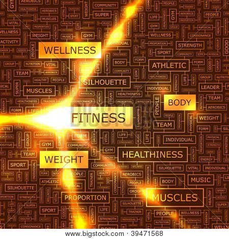 FITNESS. Word collage. Vectorillustratie.