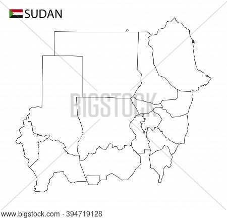 Sudan Map, Black And White Detailed Outline Regions Of The Country.