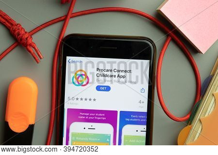 New York, United States - 7 November 2020: Procare Connect Childcare App Store Logo On Phone Screen,