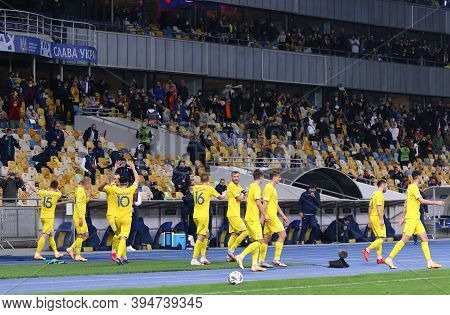 Kyiv, Ukraine - October 13, 2020: Ukrainian Players Celebrate After Scored A Goal During The Uefa Na