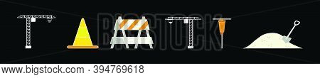 A Set Of Construction Icon With Various Models. Jack Hammer, Traffic Cone And More Design Template F