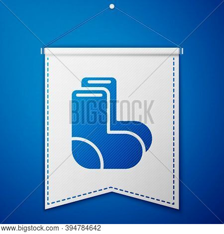 Blue Valenki Icon Isolated On Blue Background. National Russian Winter Footwear. Traditional Warm Bo